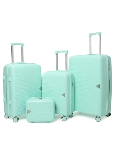 4 Piece Family Luggage Set, Lightweight Luggage with Spinner Wheels, Liggage Large Suitcase, Durable and Sturdy (Green, 13in+20in+24in+28in)