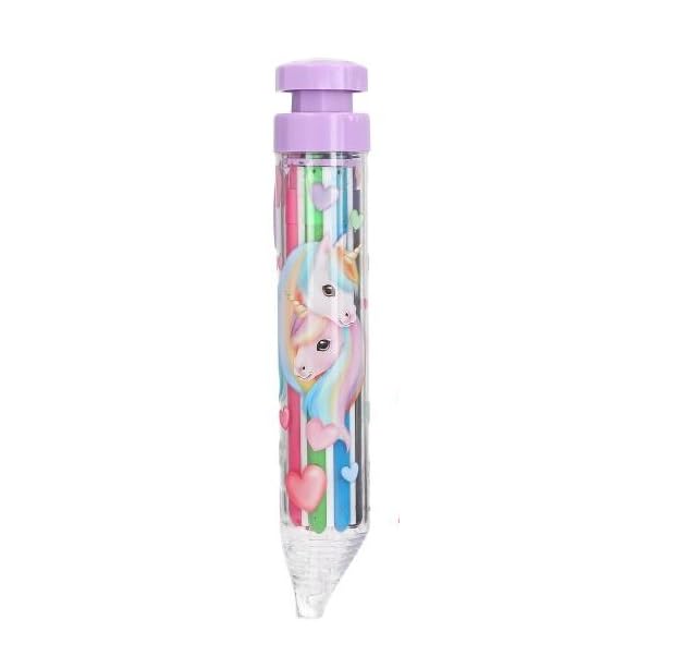 Depesche Ylvi - Lápiz de color giratorio de 8 colores, bolígrafo multicolor con 8 colores, diseño de unicornio, 1 unidad de colores surtidos, accesorio de escritura creativa para la escuela