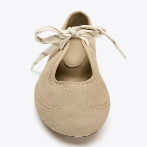 Lace up Ballet Flats for Women Round Toe Cute Slip on Soft Mary Jane Flats Casual Ballerina Shoes4