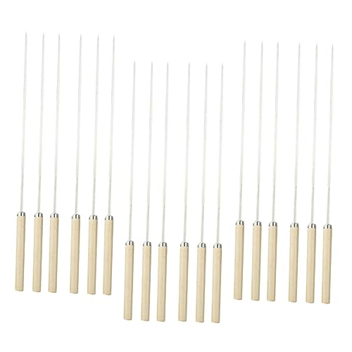 OFFSCH Grill Tools 50pcs Bbq Forks Wooden Handle Stainless Steel Bbq Meat Forks Non-slip Easy to Clean for Cheese Meat Fruit Corn