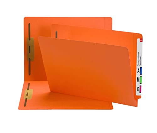Image of Smead End Tab Fastener File Folder, Shelf-Master Reinforced Straight-Cut Tab, 2 Fasteners, Letter Size, Orange, 50 Per Box (25640)