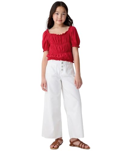 Image of Gap Kids Girl Relaxed Fit Solid Shortsleeves Square Neck Blouse