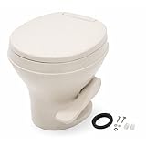 SEAFLO Bone-Colored Residential Height Camper/RV Toilet, 18.5” Height, Gravity Flush, Foot Pedal, Oversized Bowl, Soft-Close Seat, 4-Year Warranty
