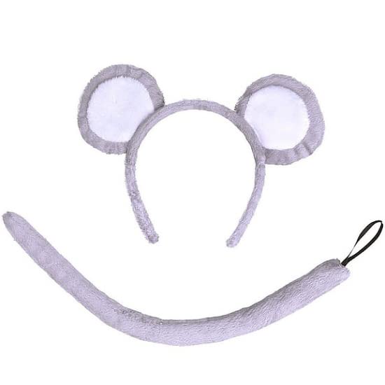 jokeshop Mouse Set (Grey Ears & Tail) Adults Pet Animal Headband Accessory Rat World Book Day Adult Fancy Dress