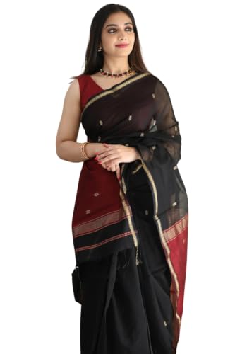 Image of SGF11 Women's Kanjivaram Soft Cotton Linen Silk Saree With Blouse Piece