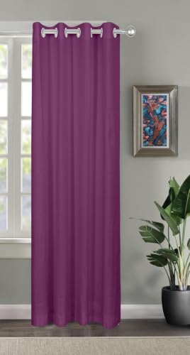 Image of THE LINEN COMPANY Cotton Duck Canvas Curtains 8 Feet Long for Door, Solid Curtains, 8ft Set of 2, Plum