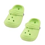 Uliya 2PCS Mini Shoe Charms Cute Shoes Decor Handmade DIY with Bottom Mounting Buckle Miniature Accessories Mixed colors (Green-2PC)