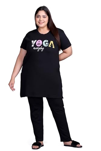 Image of In Love Women's Plus Size Graphic Printed Cotton Night Suit Set Short Sleeve