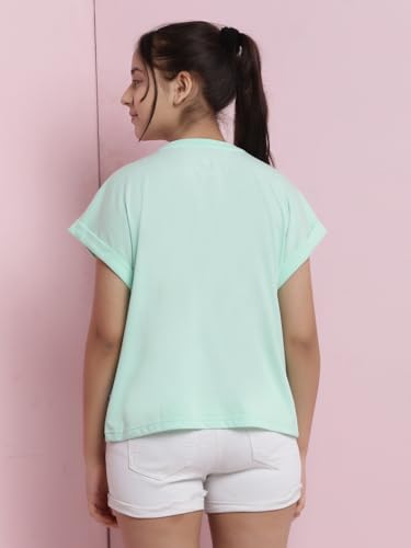Image of Li'l Tomatoes Girls Crop T-Shirt | 100% Cotton | Graphic Printed Casual Top | Soft & Breathable Summer Wear | 9-16 Years