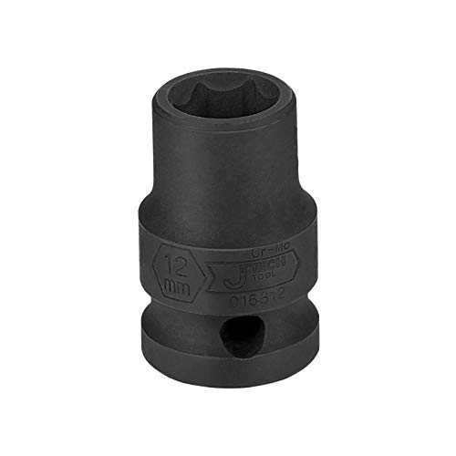 Image of JETECH 1 /2 Inch Drive 12mm Standard Impact Socket, Chrome Molybdenum Alloy Steel, 6-Point Design, Metric