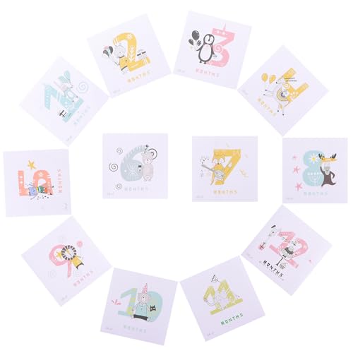 YARNOW Pegatinas de Animales Infantiles para Recién Nacidos, Accesorio Seguro y Creativo en Papel para Fotos de Crecimiento en 1 Set, Adecuado para Registros y Fotografía Memorial