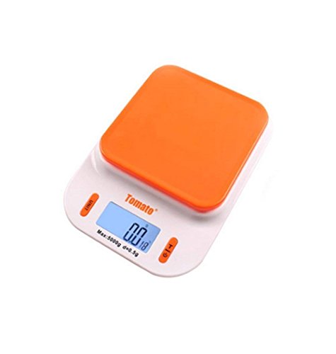 Báscula de cocina digital multifunción de alta precisión para cocina, báscula electrónica de bolsillo con pantalla LCD retroiluminada para hornear y cocinar té en casa 21.5 * 15.5 * 4CM naranja Cover