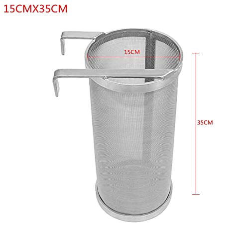 Filtro de malla de acero inoxidable de 300 micrones casero para cerveza y lúpulo con gancho cervecería colador de filtro de malla de araña de salto (15 x 35 cm)