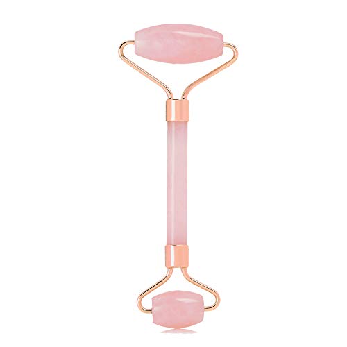 Jade Roller - Jade Roller for Face - Face Roller: 100% Natural Rose Quartz Green Aventurine- Face Massager, Facial Roller for Skin, Eyes, Nec (Rose Quartz)