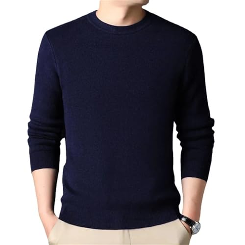 Men's Round Neck Solid Color Knitted Sweater Warm Street Slim Pullover4