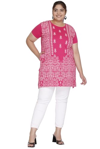 Image of Women Printed Cotton Tshirt with Side Slits & Pocket