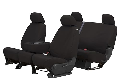 Covercraft - SS3351PCCH Custom-Fit Front Bench SeatSaver Seat Covers - Polycotton Fabric, Charcoal Black