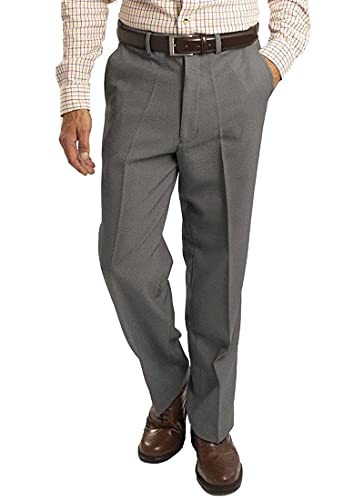 Men’s Comfort Hidden Elasticated Waist Grey Trousers Pants - Casual Smart Business Office Workwear Formal Suit Dress Pant 50 Waist 31 Inside Seam