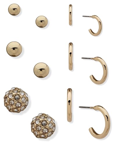 NINE WEST Juego de 6 aros dorados y pernos de bola, Talla única, Metal, Sin piedra preciosa
