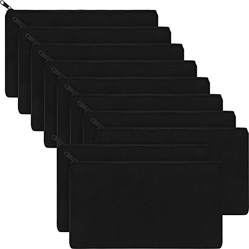 Black Canvas Zipper Pouch Bags Canvas Makeup Bags Pencil Case Blank DIY Craft