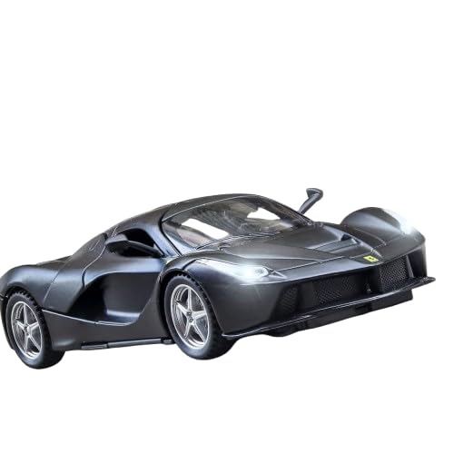 Image of Diecast Toy Car Sports Model Car Zinc Alloy Simulation Casting LaFerrari Pull Back Vehicles,1:32 Scale Supercar Toys with Lights and Sound for Toddlers Kids Children Boys Girls Gift (Black)