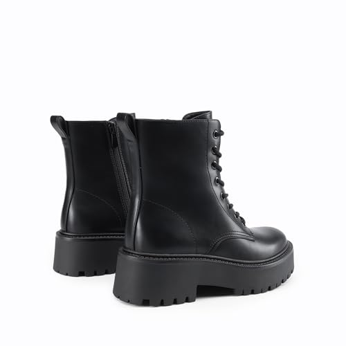 DREAM PAIRS Women's Platform Combat Ankle Boots Fashion Lace-up Short Booties with Lug Sole and Side Zipper4