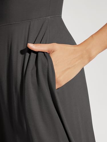 Image of ODODOS Square Neck Midi Dress with Pockets for Women Summer Casual Sleeveless Sundress Flare Tank Dress