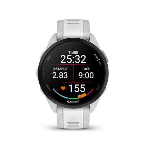 Garmin Forerunner 165, Easy to Use Lightweight GPS Running Smartwatch, AMOLED Touchscreen, Advanced Training, Insights and Features, Safety and Tracking Features, Up to 11 Days Battery Life, White