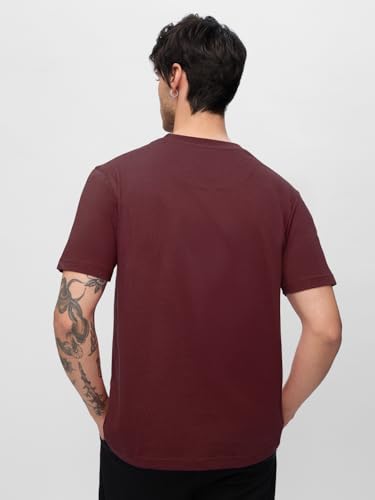 Image of The Souled Store Official Garfield: Espresso Yourself Men and Boys Short Sleeve Round Neck Maroon Graphic Printed Regular Fit Cotton T-Shirts