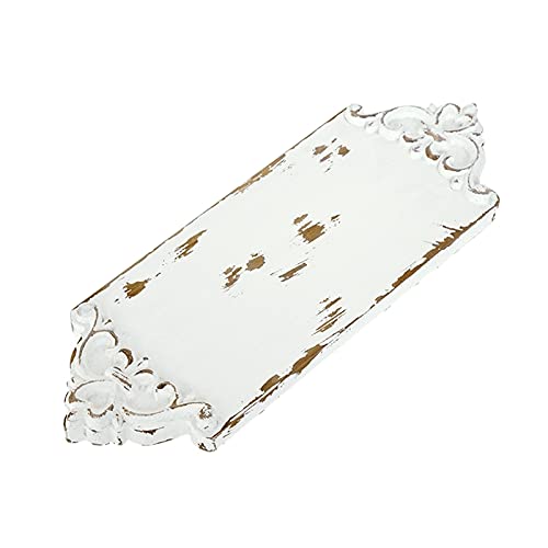 FLLOVE Bandeja de Almacenamiento de Cocina Talla Tablero de Madera Bandeja Vintage Estilo Blanco Placa de Postre Hecho a Mano Pastel de Pastel Decoración Coffee Coaster Tea Mat (Color : White) Cover