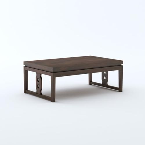 Image of MAMTA DECORATION Solid Sheesham Wood Coffee Table for Living Room | Wooden Center Table for Home, Hall, Office & Lounge | Modern Tea Table with Open Base Design|Rectangular Coffee Table, Walnut Finish