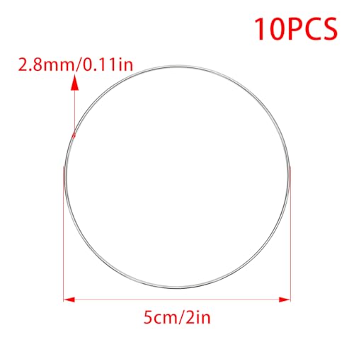 Image of Pocoxll 10 Pcs 2 Inch Metal Hoops for Crafts, Dream Catcher Rings, Wire Wreath Frame Floral Hoop Rings for Wedding Wreath Decor and DIY Wall Hanging Crafts(Silver)