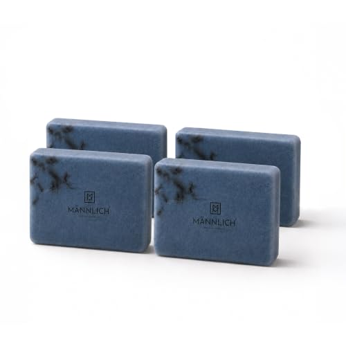 Image of Mannlich Anti-Acne Soap | Controls Excess Sebum | Handmade Body & Face Soap for Acne-Prone and Oily Skin | 2% Salicylic Acid, 2% Niacinamide & 2% Tea Tree Oil | Brightens Skin, Fades Dark Spots | Prevents Body Acne | pH Balanced, SLS Free, Dermatologically Tested | 75 g (Pack of 4)