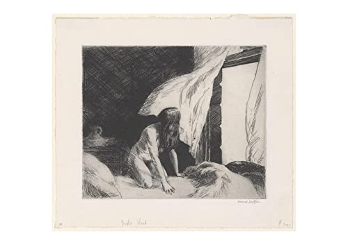 Edward Hopper Affiche Le Vent du Soir pour habiller un mur vide avec un croquis sans reflet