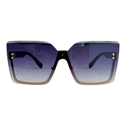 Generic MAVKA STORE Women's Slim Metal Half-Frame Square Sunglasses with UV400 Protection, Includes Case, Bag, Cleaning Cloth, Screwdriver, Bkue, Blue3