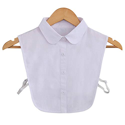 Joyci Woman Decorate Half Shirt Collar Solid White False Collar Detachable Faux Collar Dickey (Pure White)