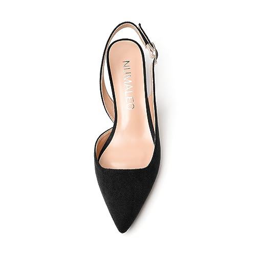 NUMALEO Womens Slingback Dating Stylish Pointed Toe Buckle Casual Suede Kitten Low Heel Pumps Shoes 2 Inch3