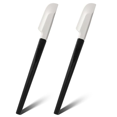 2 Stück Teigschaber Klein Silikon Teigschaber Schmal Teigschabers Silikon Klein Kleiner Teigschabers für Backen Mischen Kochen Rührwerkzeuge-Schwarz 0.95x9in