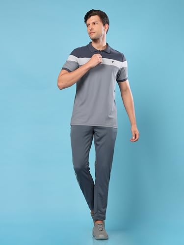 Image of TECHNOSPORT Men Mid Rise Solid Regular Fit Track Pant with Technodry, Antimicrobail for Gym, Workout, Sports and Regular Use