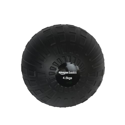 Image of Amazon Basics Rubber Heavy Duty Slam Ball | Non-Slip Gripped Surface | Non-Bouncing | 4.5 Kg | for Strength Training, Core Workouts, Endurance Training | Black