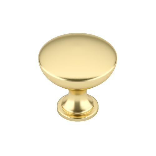 Image of Richelieu Hardware BP904125160 Copperfield Collection 1-inch (25 mm) Satin Brass Functional Cabinet and Drawer Mushroom Knob for Kitchen, Bathroom, and Furniture