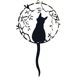 Collections Etc Solar Powered Metal Cat Dangler Garden Mobile NO Size