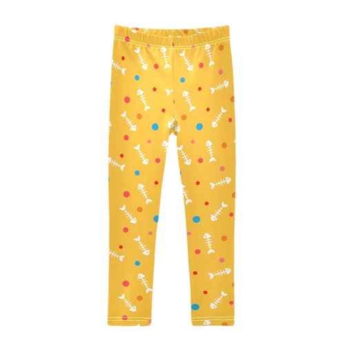 Toddler Girls Leggings Full Length Pants Fish Bones Colored Spots Active Leggings for Girls 6T