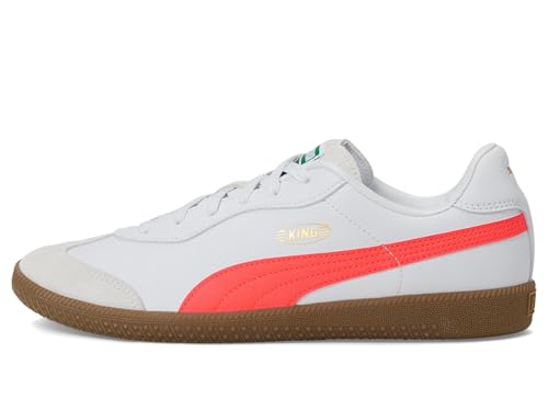 Image of PUMA Men's King 21 Indoor Trainer Soccer Cleats, White /Glowing Red, 10, Medium
