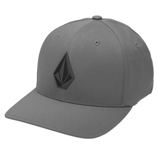 Image of Volcom Men's Stone Tech Delta Hat - Flexfit Stretch Water Repellant, Lightweight Outdoor Hat, Pewter, S /M