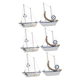 Mipcase 3 Series Adorno De Barco De Vela De Madera Mediterráneo De Modelo Artesanal para Decoración De Hogar Oficina Y Dormitorio Diseño Náutico Compacto Y Resistente 2 Piezas X 3