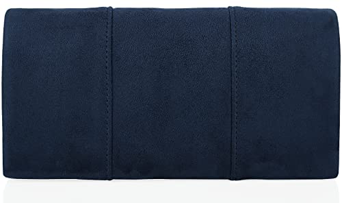 Dexmay Women Faux Suede Envelope Clutch Purse Evening Velvet Handbag Foldover Shoulder Crossbody Bag Navy Blue #TOP2