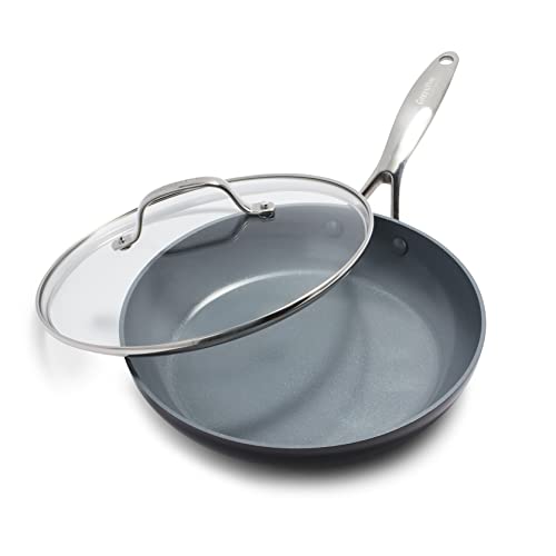 GreenPan Valencia Pro Hard Anodized Induction Safe Healthy Ceramic Nonstick, Frying Pan/Skillet with Lid, 10, Gray