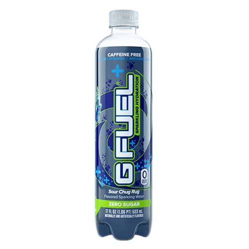 G Fuel Sparkling Hydration - Sour Blue Chug Rug Flavor Inspired by FaZe Rug - 12-Pack Case, 17 oz Bottle - Caffeine-Free, Flavored Sparkling Water Infused with Vitamins, Minerals and Antioxidants