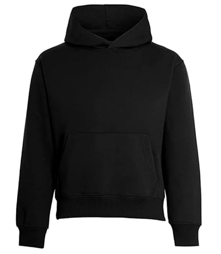 Sudadera con capucha para niños y niñas, talla 5 a 13 años, Negro, 11-12 años Cover